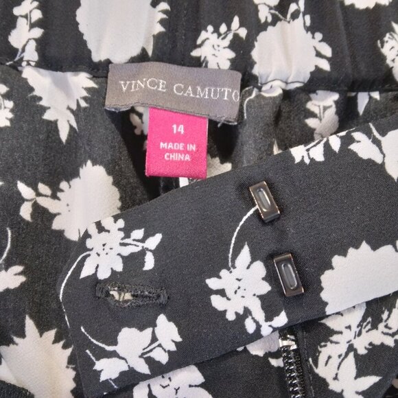 Vince Camuto Black and White Floral Wide Leg Pant Size 14 - Picture 7 of 12